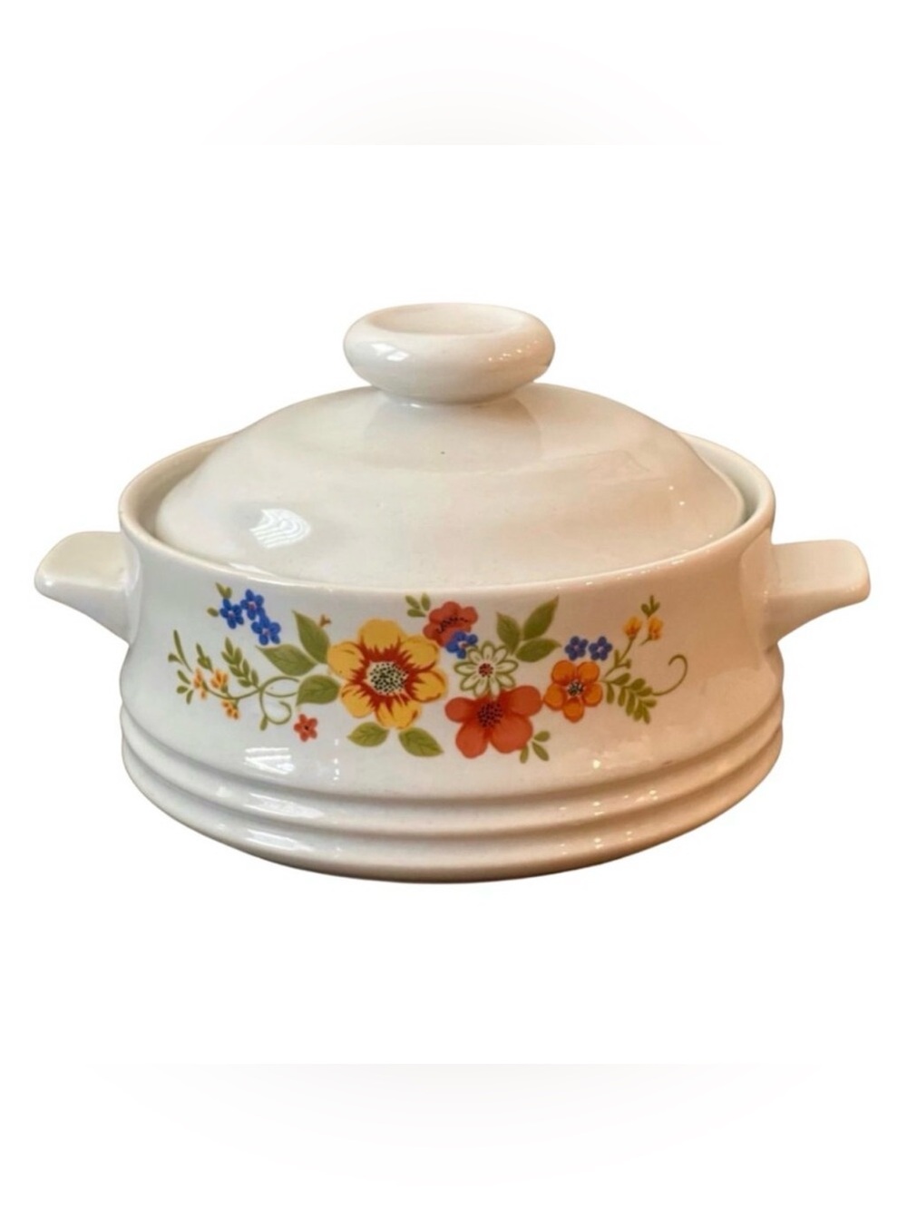 Like New Vintage JMP Sweet Flowers Individual Stoneware Casserole Dish